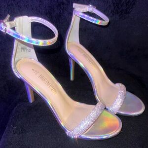 Silver Crystal holographic stiletto heels size 8